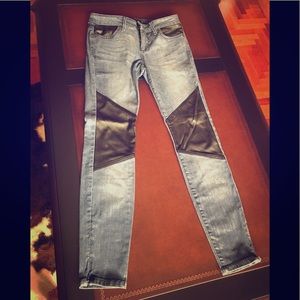 Bebe jeans with leather insert